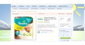 Baby-Markt: Pampers New Baby Größe 1 Tragepack, 23 Stück nur 1,99 €